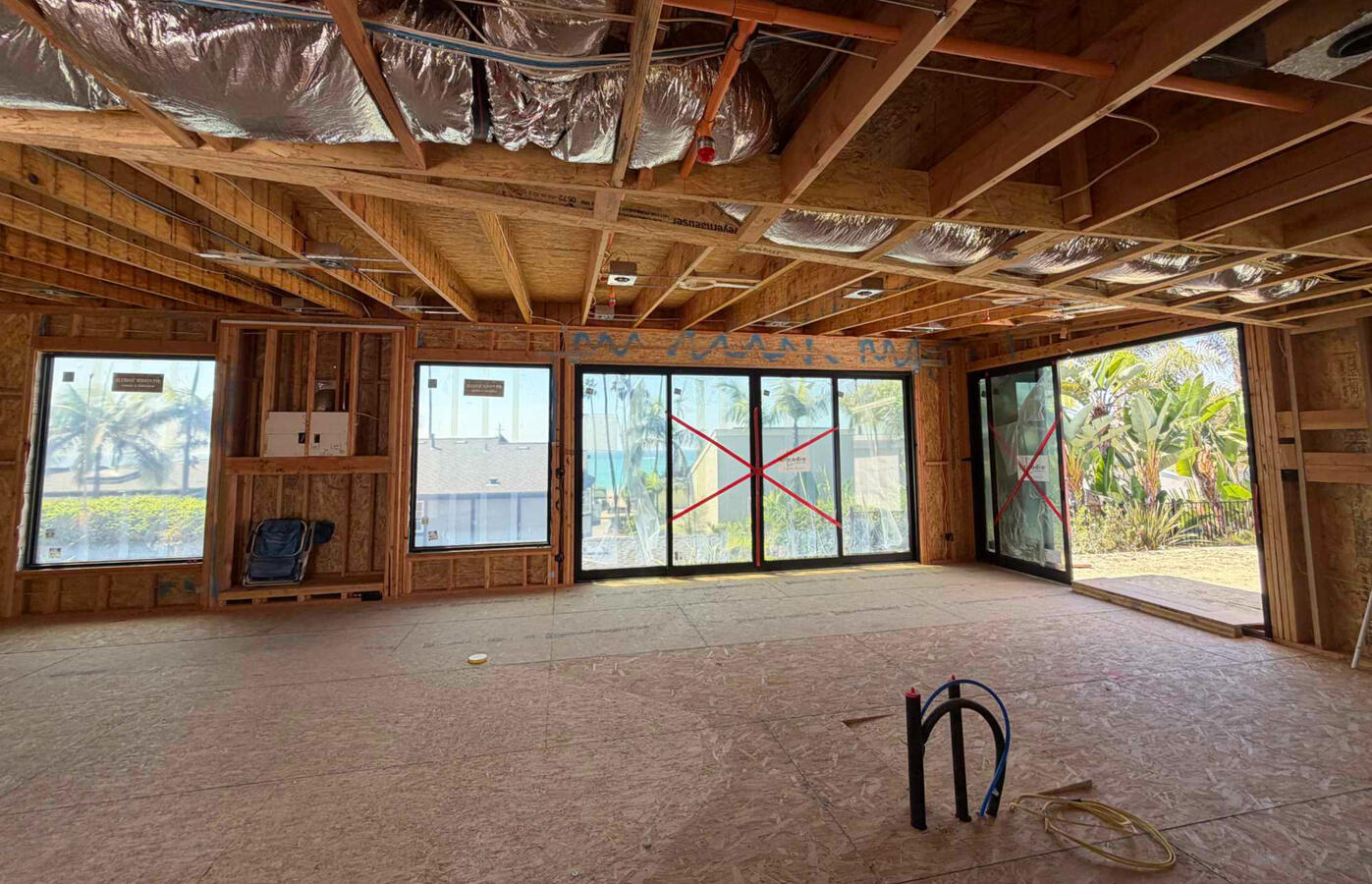 Kitchen and living room - Windows and sliders installed