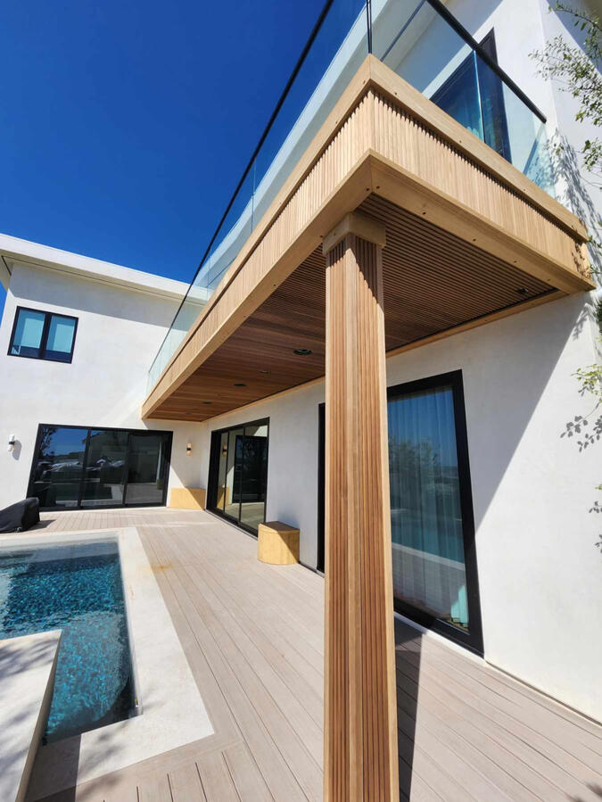 Fluted wood trim and soffit