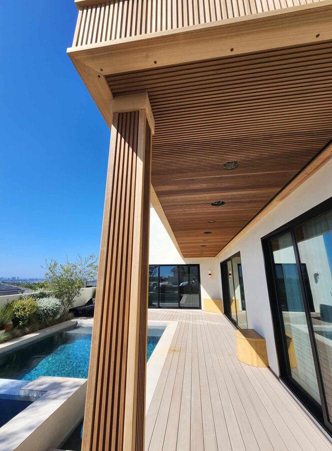 Fluted wood trim and soffit