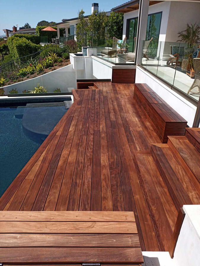 Ipe deck with custom bench enclosures